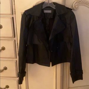 Black Pleather Cropped Jacket Size Small